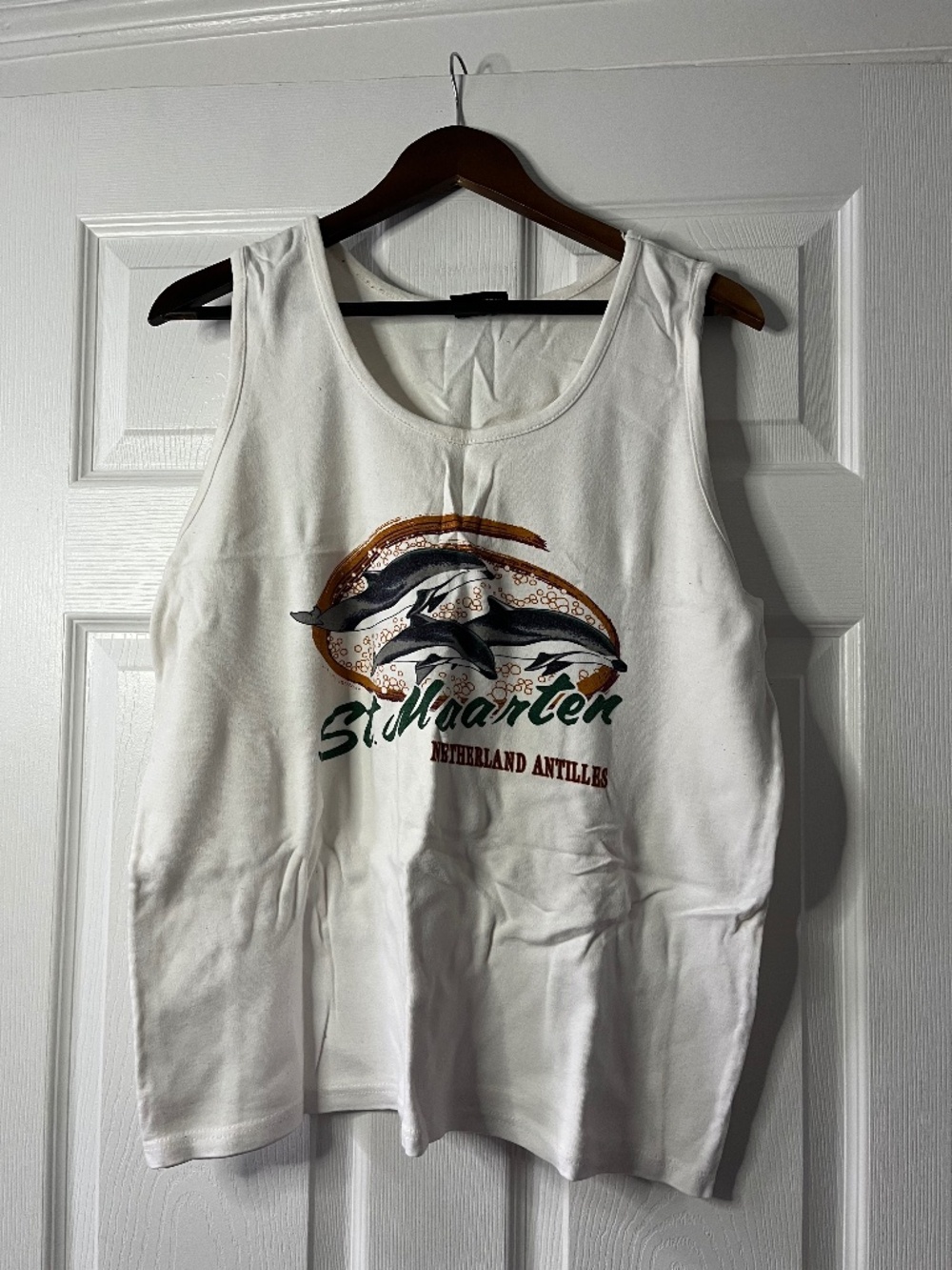 Graphic white tank top